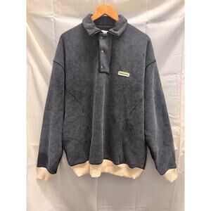 KARMAGAWA Men's Peru 1/4 Zip Sweater‎ in Black Large Cozy Warm Lounge